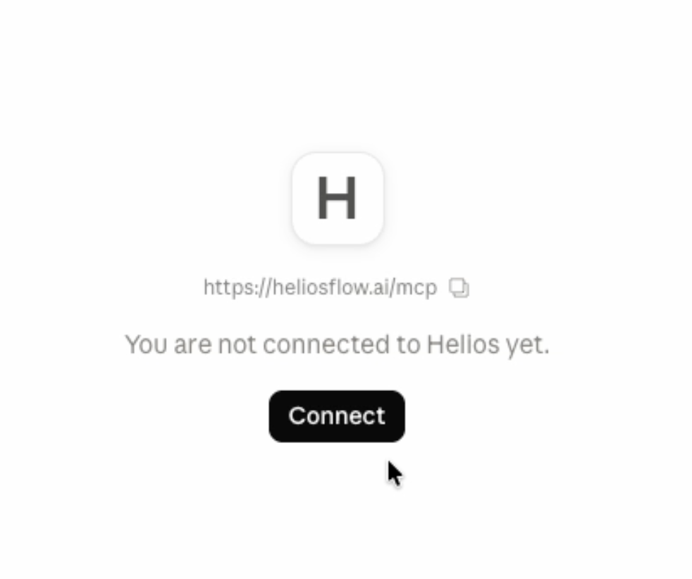 Confirm the connection to Helios Flow