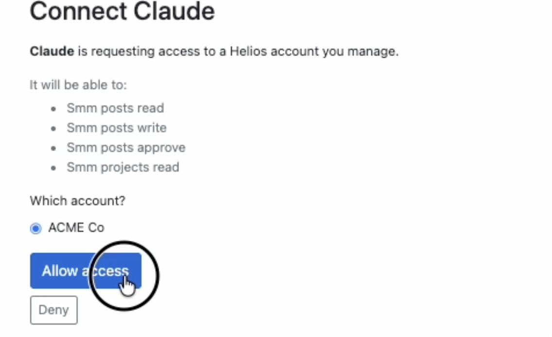 Allow Claude access to Helios Flow